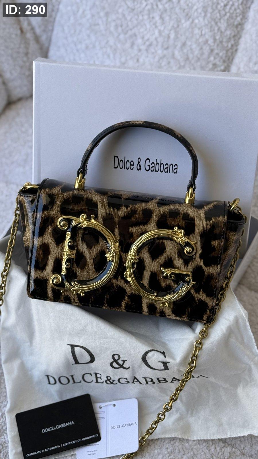 شنطة - DOLCE & GABBANA Mini Baroque-logo Top-handle Bag in Leather / شامل علبة