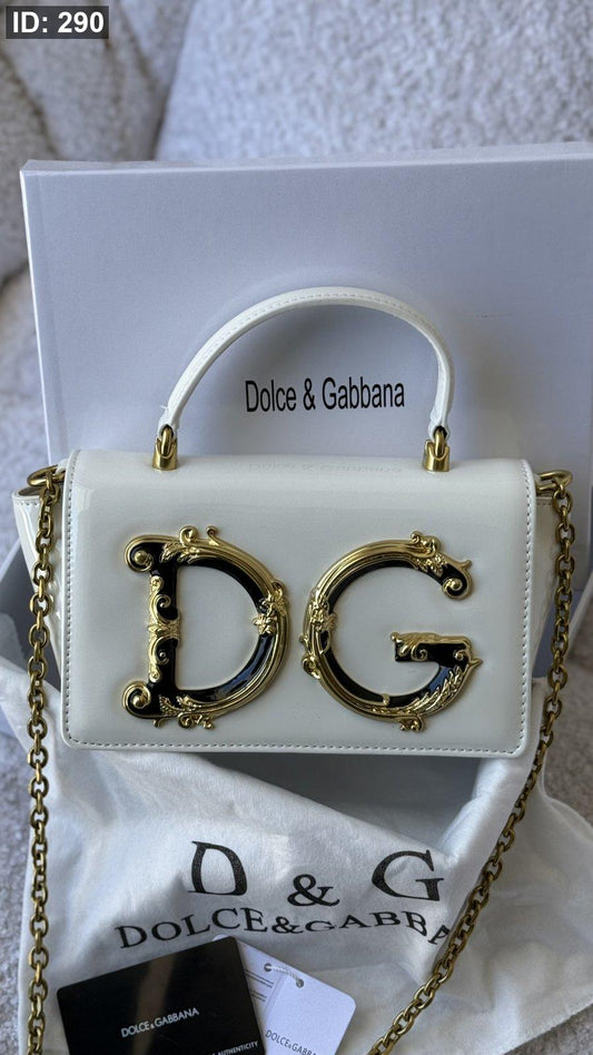 شنطة - DOLCE &amp; GABBANA Mini Baroque-logo Top-handle Bag in Leather / شامل علبة