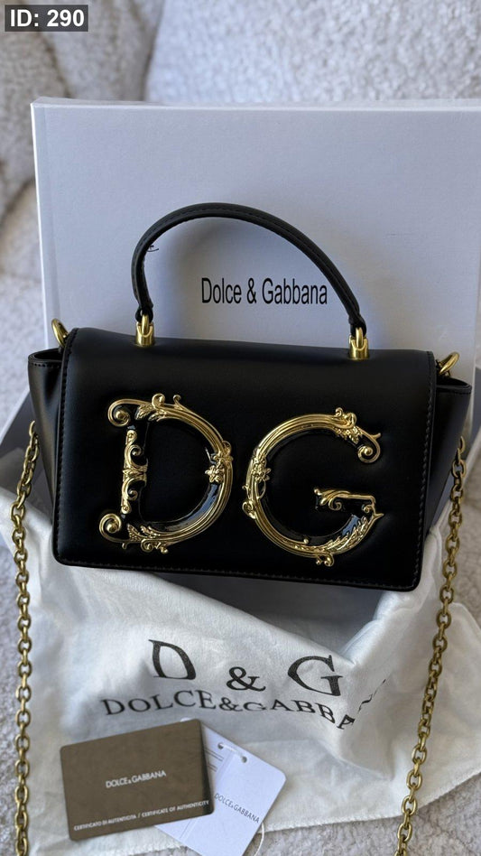 شنطة - DOLCE &amp; GABBANA Mini Baroque-logo Top-handle Bag in Leather / شامل علبة
