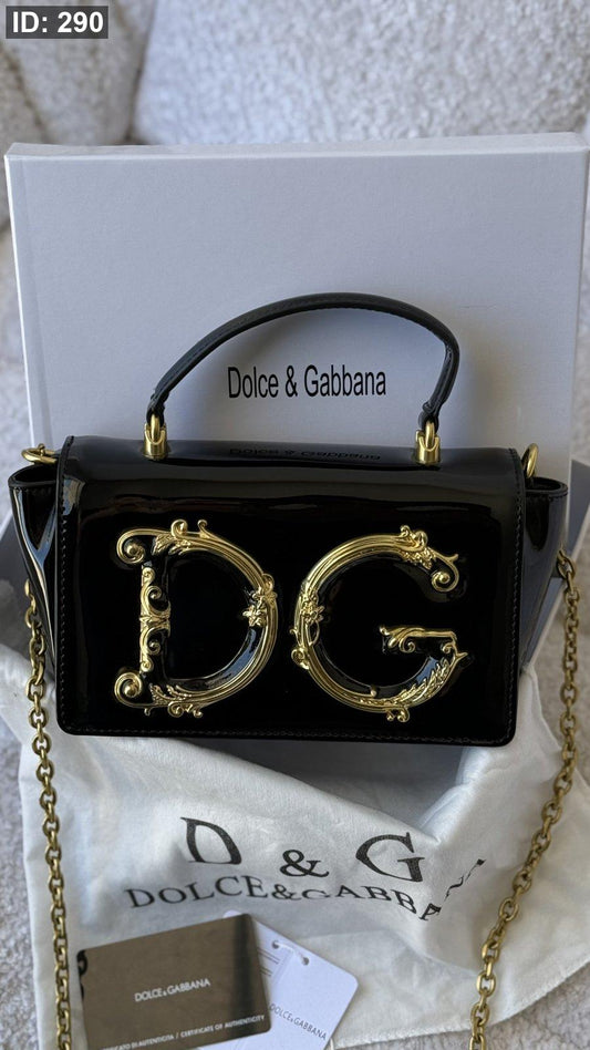 شنطة - DOLCE &amp; GABBANA Mini Baroque-logo Top-handle Bag in Leather / شامل علبة